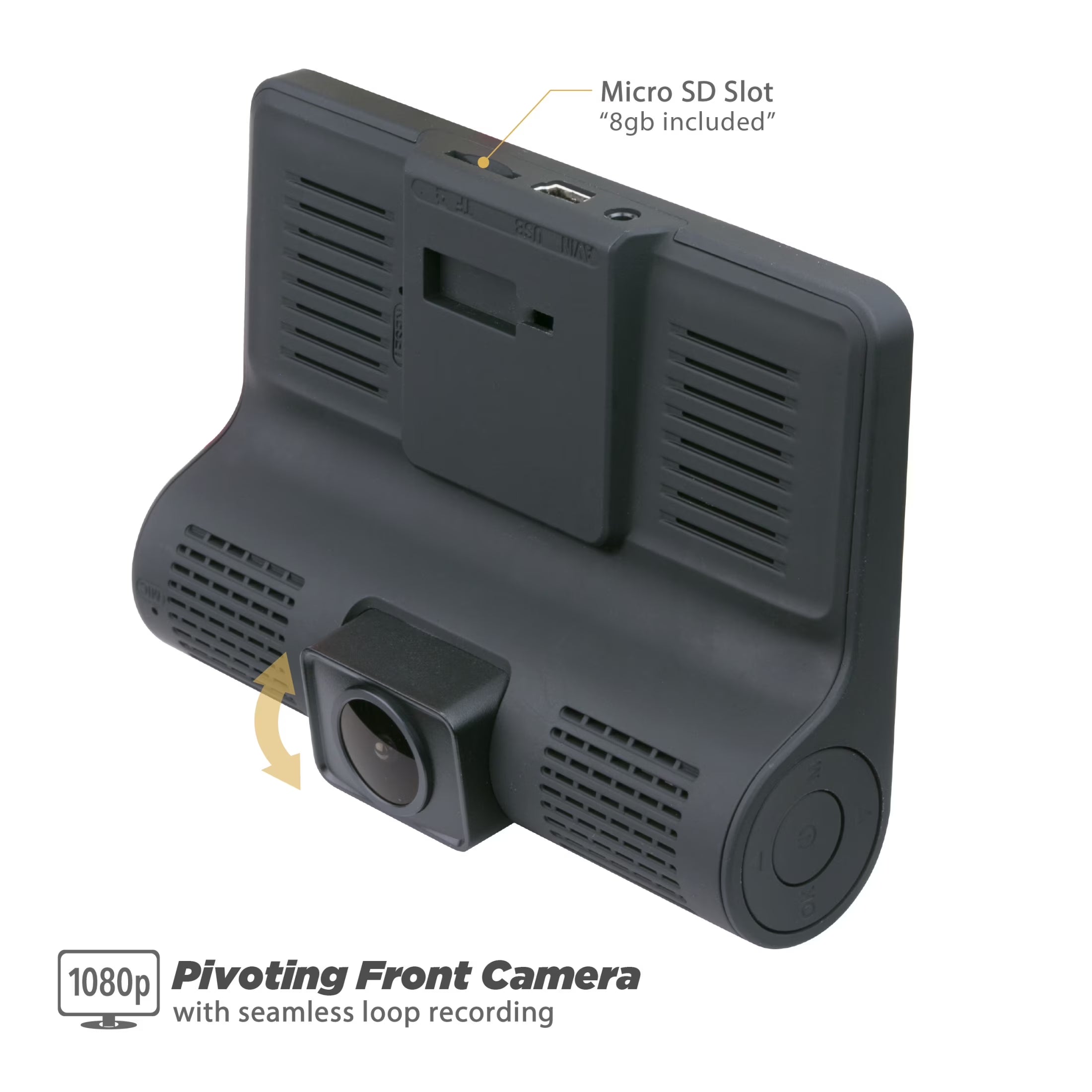 DDVR2XFHD-SP1 HD DVR Dual Front & Rear Facing Lens Suction Cup Dash Camera