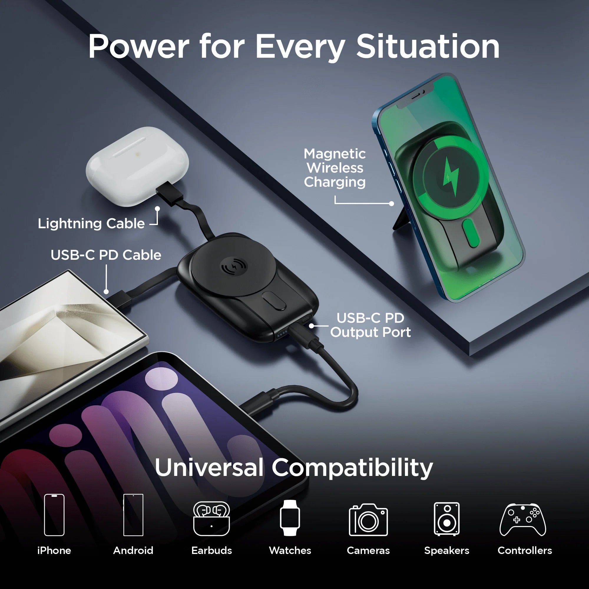 Hypergear Mag Grip Go 5000Mah Wireless Power Bank