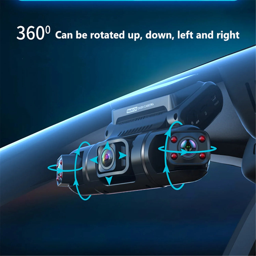 4 Channels Dash Cam 360°Panorama Front/Back/Left/Right 4*1080P Camers Wifi WDR 8 Infrared Light Night Vision 24H Parking Monitor