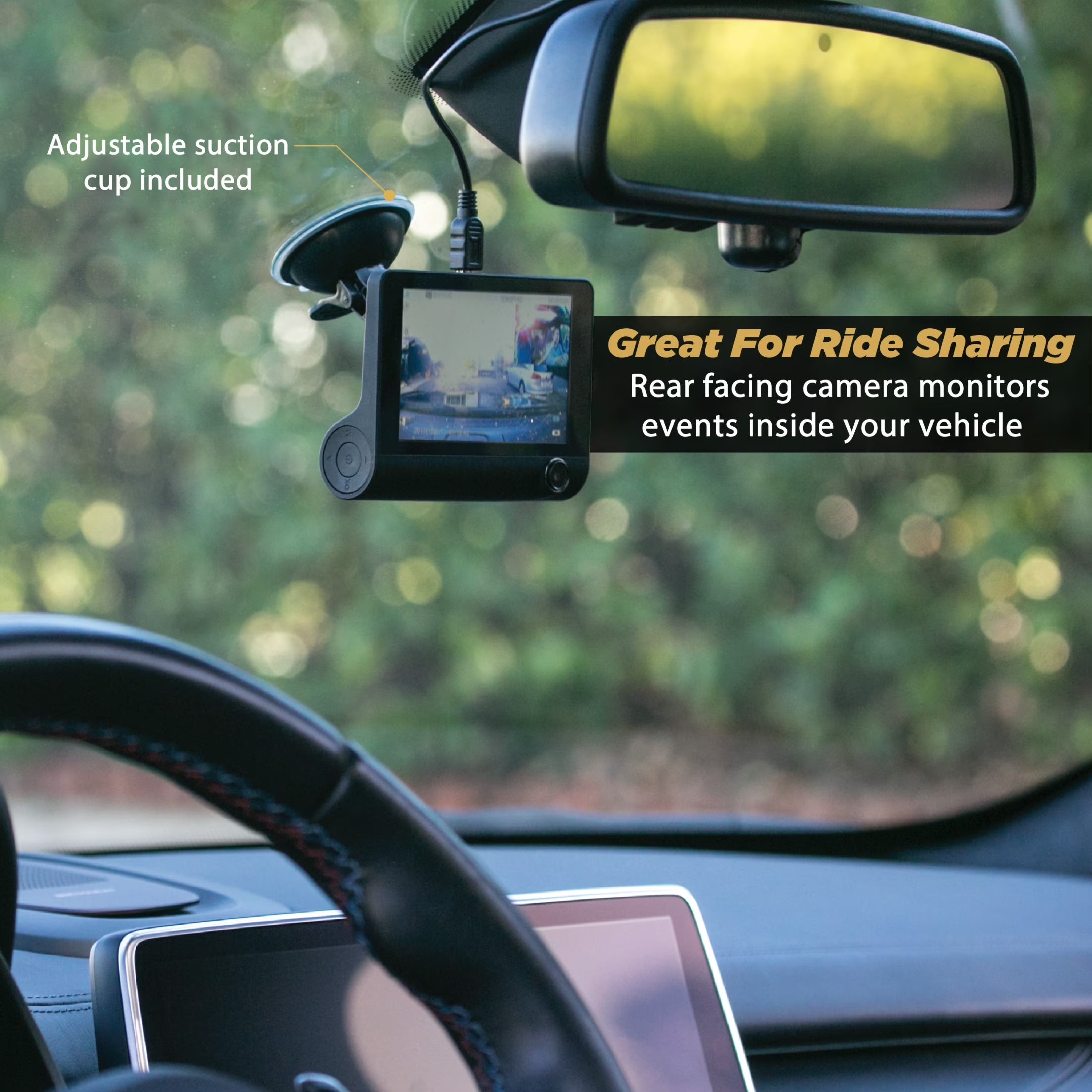 DDVR2XFHD-SP1 HD DVR Dual Front & Rear Facing Lens Suction Cup Dash Camera