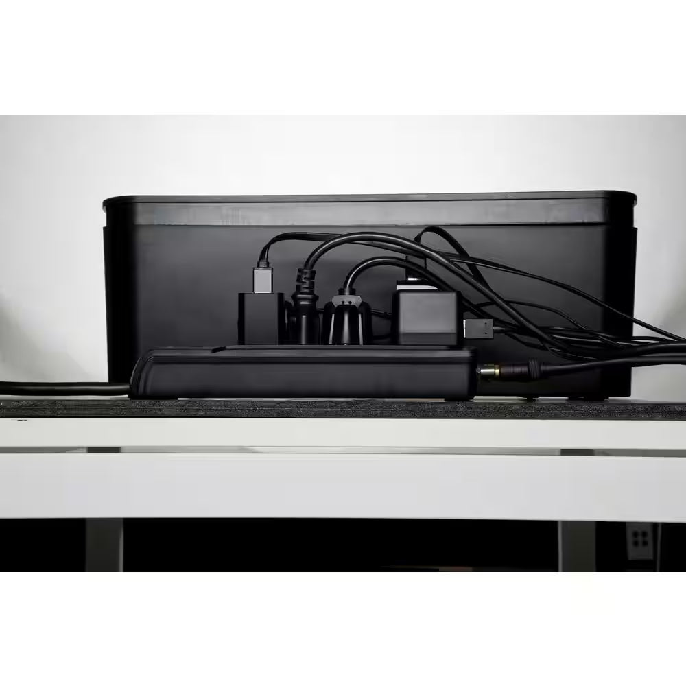 In-Box Cable Organizing Management Box for under Desk in Black