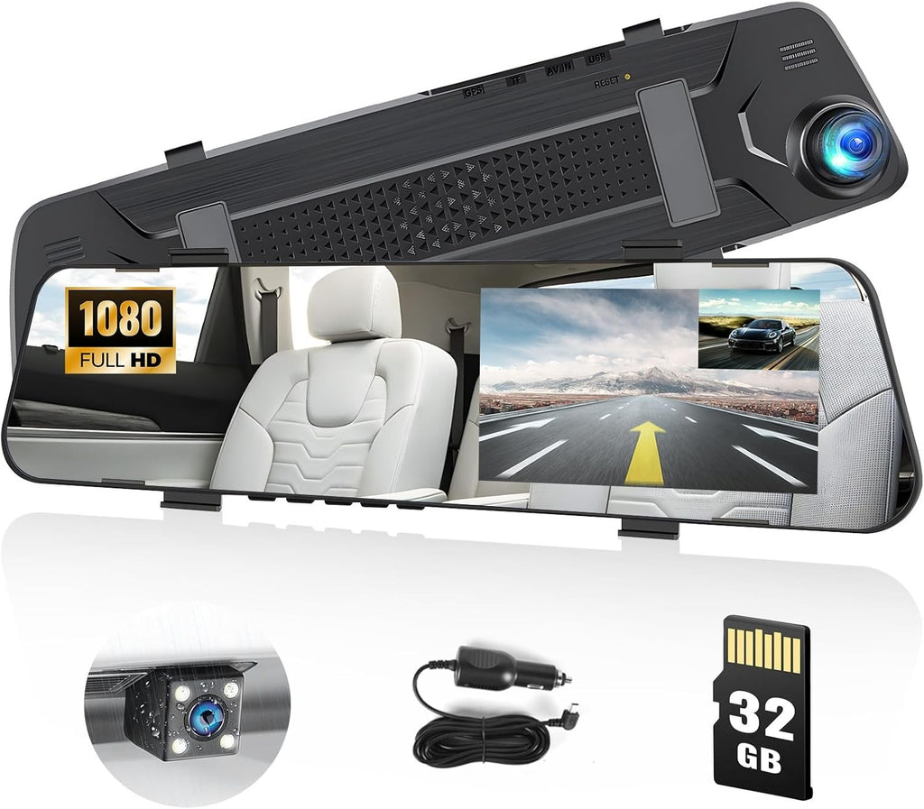 Espejo Retrovisor Con Camara Delantera & Trasera 3EN1 Coche Dash Cam Video DVR