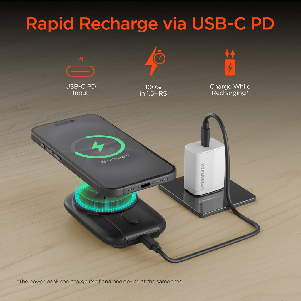 Hypergear Mag Grip Go 5000Mah Wireless Power Bank