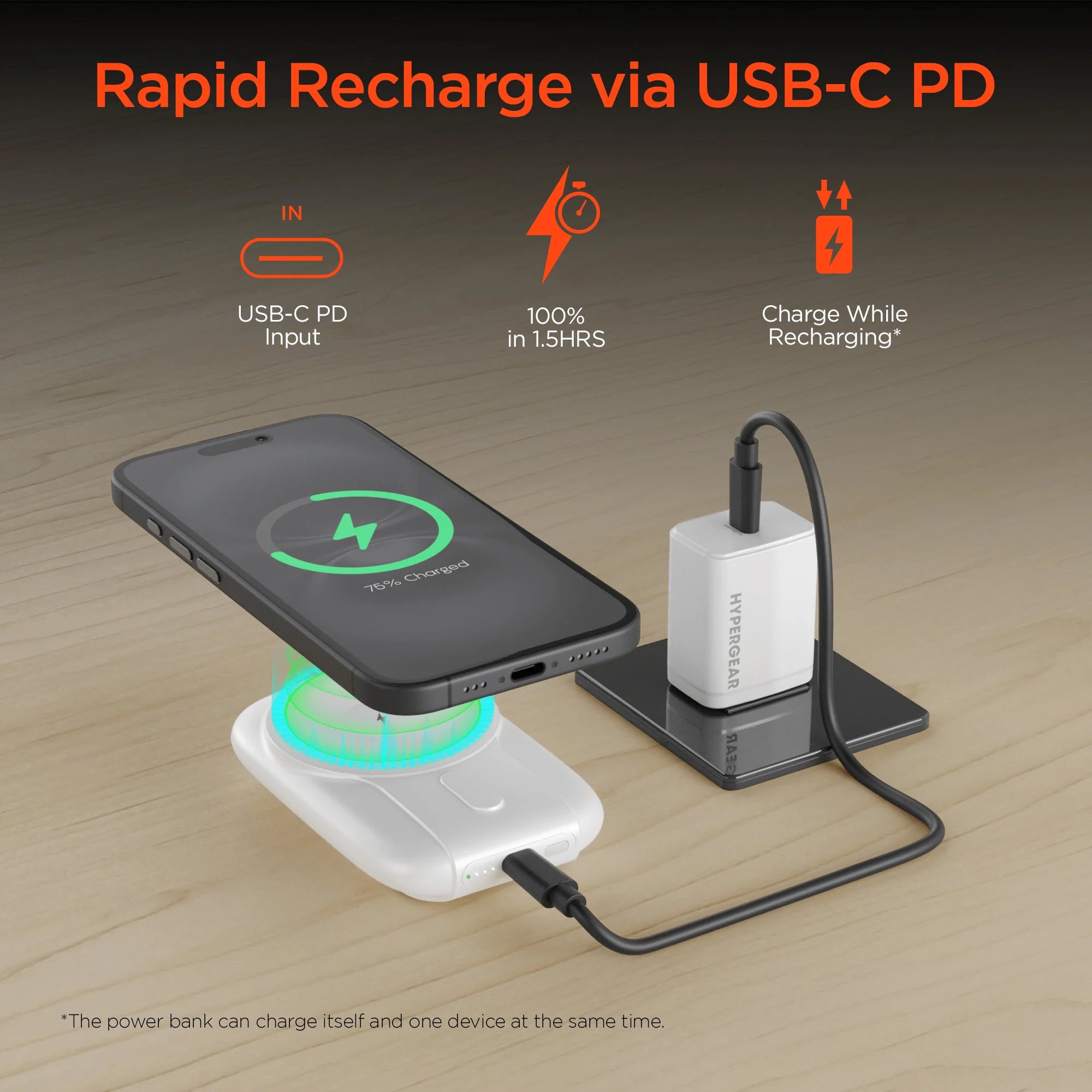 Hypergear Mag Grip Go 5000Mah Wireless Power Bank