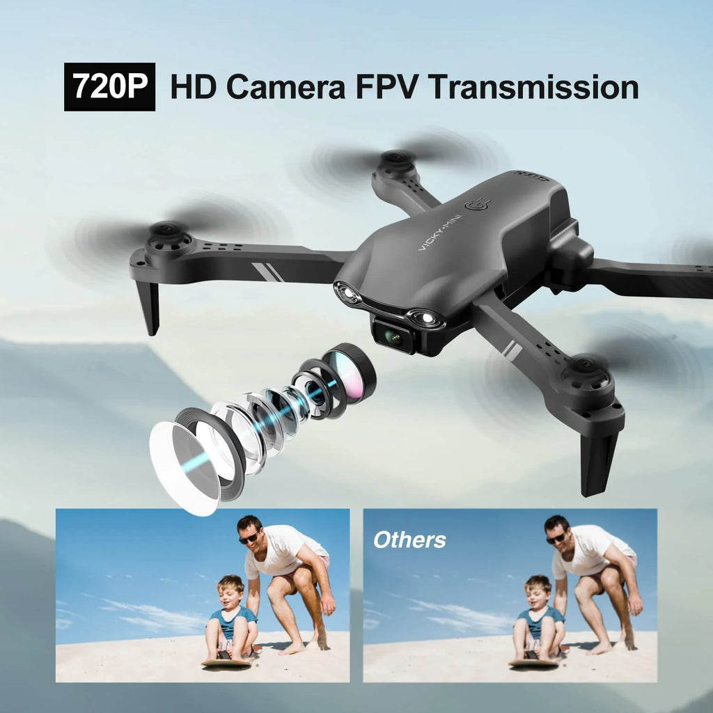 V8 with 1080P HD Camera for Adults and Kids for Adults and Children FPV RC Quadcopter with LED Lights and Optical Flow Sensor, 2 Batteries, Black