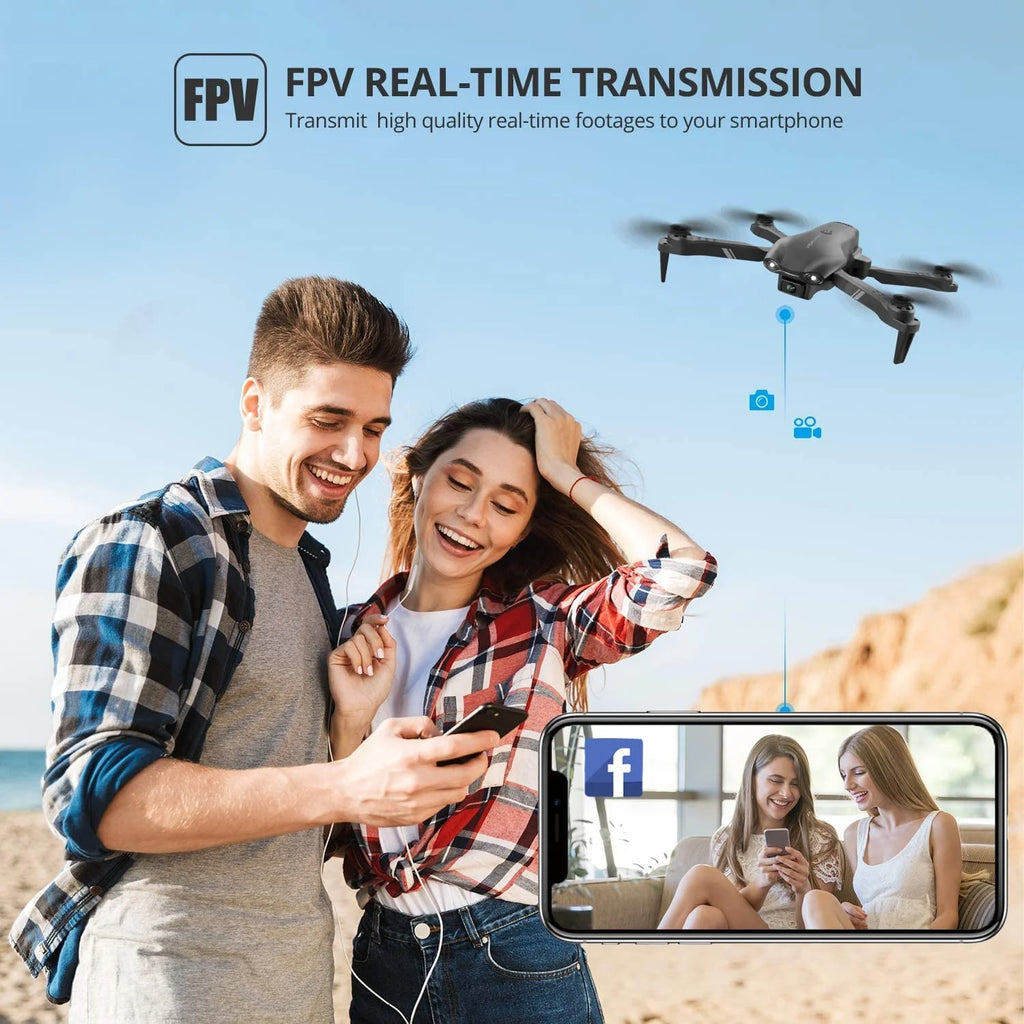 V8 with 1080P HD Camera for Adults and Kids for Adults and Children FPV RC Quadcopter with LED Lights and Optical Flow Sensor, 2 Batteries, Black