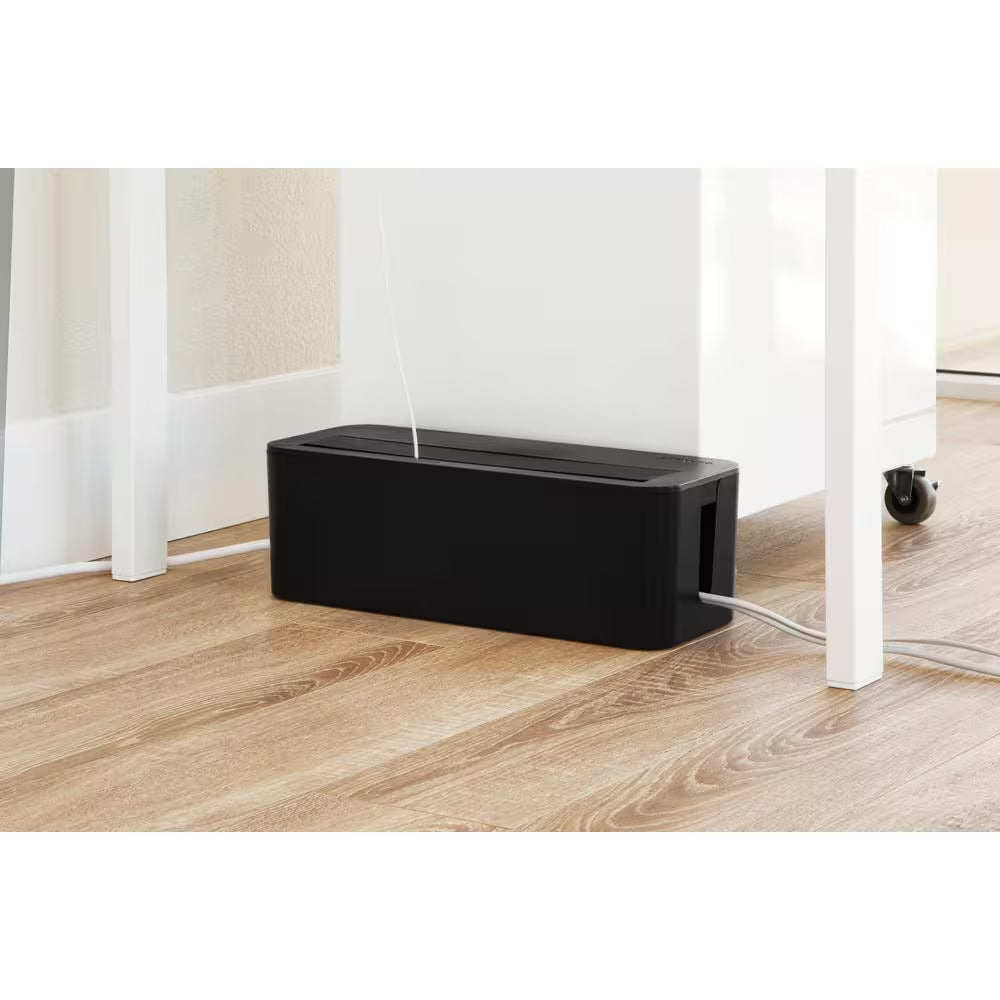 In-Box Cable Organizing Management Box for under Desk in Black
