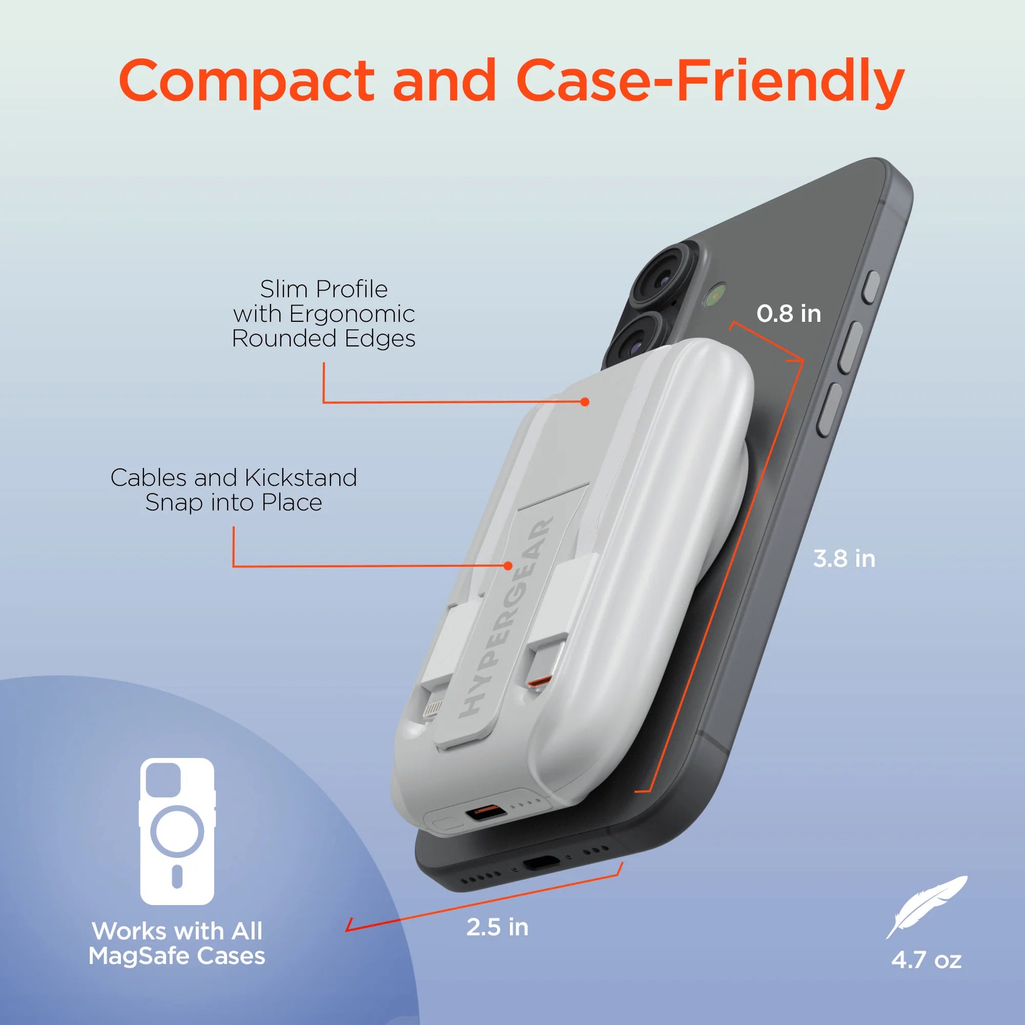 Hypergear Mag Grip Go 5000Mah Wireless Power Bank