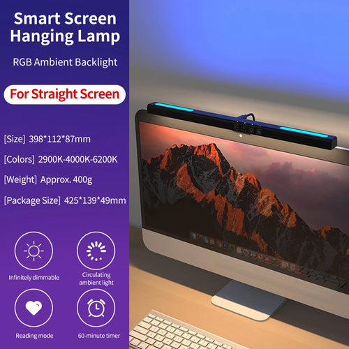 LED Desk Lamp USB Screen Hanging Light Curved Screen Monitor Light Bar RGB Background Atmosphere Lights Gaming Room Decoration