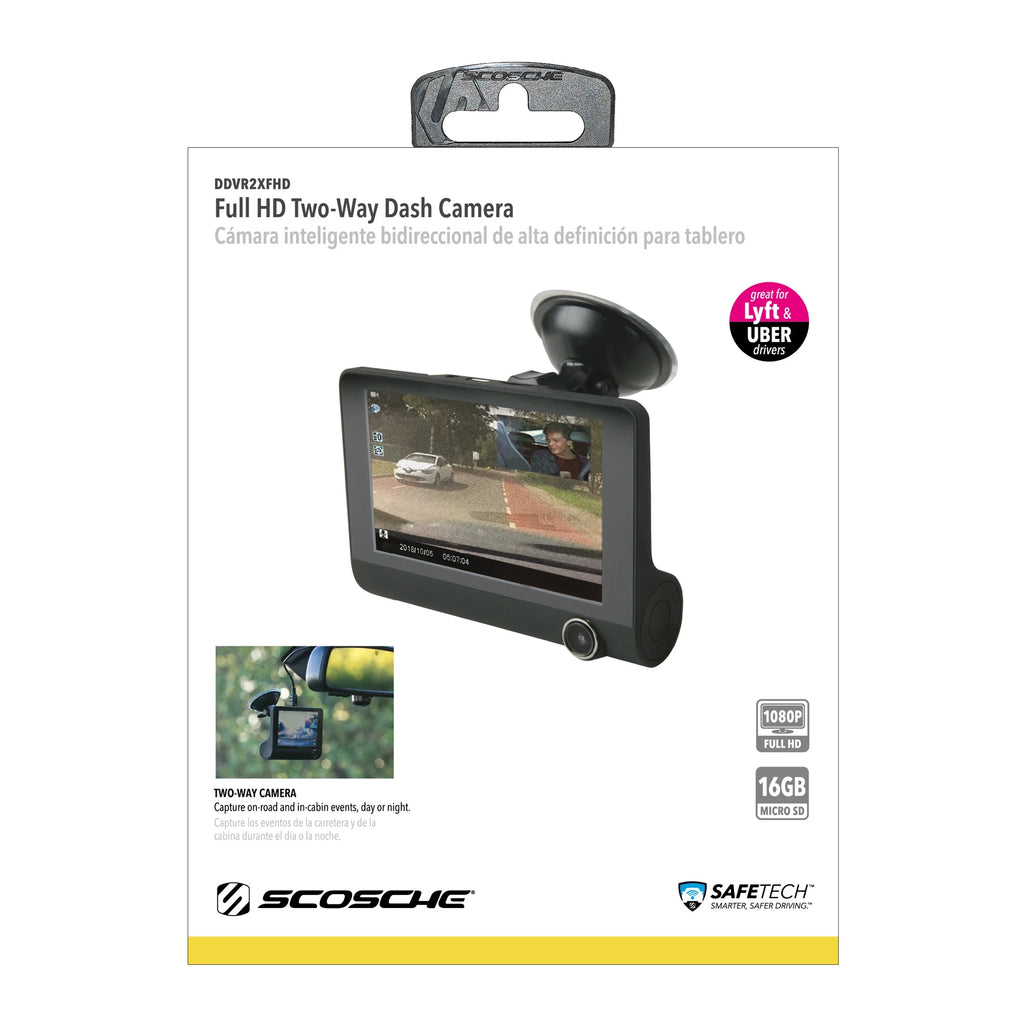 DDVR2XFHD-SP1 HD DVR Dual Front & Rear Facing Lens Suction Cup Dash Camera
